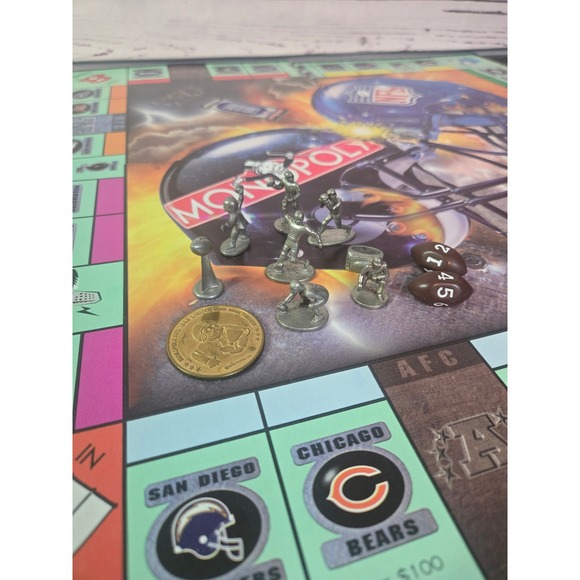 Monopoly NFL Grid Iron Edition Limited 1999 Board Game Parker Brothers Pewter - Picture 6 of 8